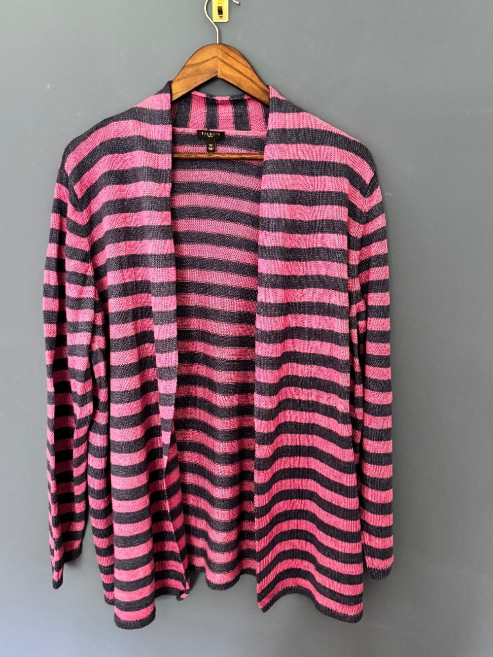 Talbots 100% Linen Striped Open Cardigan Purple-ish Blue & Pink Size 3X